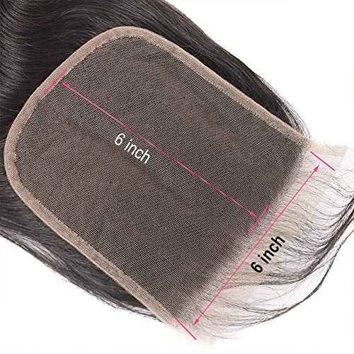 6X6 HD Transparent Lace Closure Human Hair Pre Plucked Closure Body Wave Brazilian Virgin Hair 6X6 Colsure With Baby Hair High Density Real Human Hair Wet And Wavy Natural Black 16 Inch