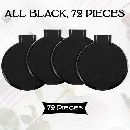 Yalikop 72 Pcs Compact Mirror Bulk Portable Round Makeup Mirror Mini Foldable for Purse Women Travel Daily Use Mother‘s Day Gifts (Black)