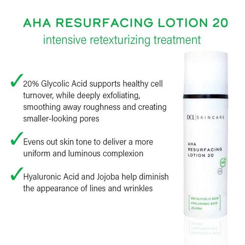 DCL Skincare AHA Resurfacing Lotion 20 with 20% Glycolic Acid, 1.7 Fl oz