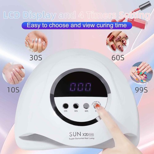UV LED Nail Lamp with 72 Beads, 320W Nail Curing Lamps for Gel Polish with Automatic Sensor/4 Timer Setting,Led Nail Dryer, Professional Nail Art Drying Tools for Fingernail and Toenail