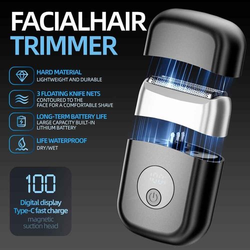 PYDINU Electric Foil Shavers for Men, New Mini Electric Razor with 3 Floating Blades, LED Display, USB-C Fast Rechargeable, Travel Portable Beard Trimmer for Men, Gifts for Dad Him (Black)