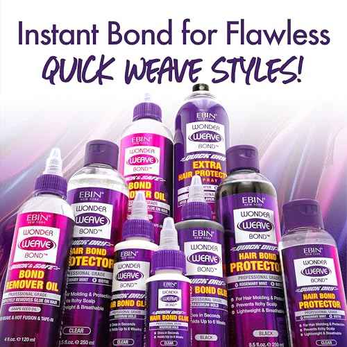 EBIN NEW YORK Wonder Weave Bond Hair Bond Glue Clear 2 Fl Oz ? Quick-Dry Hair Glue with Strong Hold for Weave and Track Application ? Quick Formula for Seamless Styling at Home or in Salon