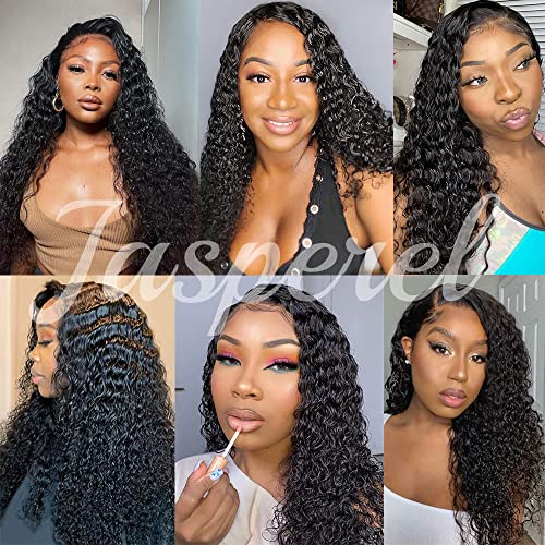 Deep Wave Lace Front Wigs Human Hair 4x4 Hd Lace Closure Wigs for Black Women 24 inch Glueless Deep Curly Wet and Wavy Wig Pre Plucked Bleach Knots with Baby Hair Natural Color
