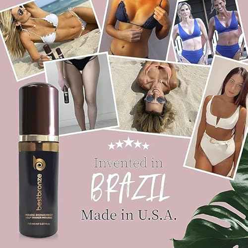Best Bronze Tinted Self Tanner Kit Mousse with Mitt ? Sunless Tanner Foam for Customizable Self Tan, Light to Dark Fake Tan ? Vegan Tanning Mousse ? Sunless Tanning Foam (5.07 Fl Oz & Mitt)