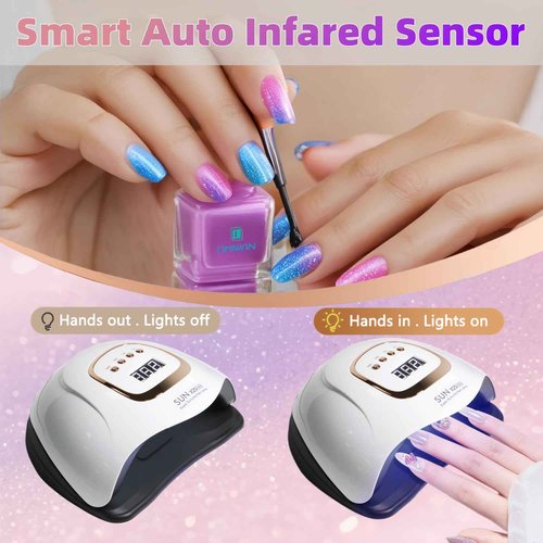 UV LED Nail Lamp with 81 Beads, 380W Nail Curing Lamps for Gel Polish with Automatic Sensor/4 Timer Setting,Led Nail Dryer, Professional Nail Art Drying Tools for Fingernail and Toenail
