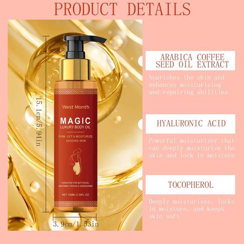 POYICGS Magic Body Firming Oil – Full Body Use, Hydrating and Firming Skin Oil for Arms, Chest, and Thighs – with Vitamin E, Rosehip