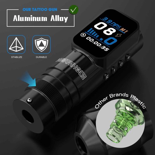 Wormhole Tattoo Kit Wireless Tattoo Gun Kit 1,500mAh Tattoo Power Supply, Smart LED Digital Display Xtreme Tattoo Ink 20 PCS Tattoo Cartridge Needles Complete Tattoo Machine Kit for Artist