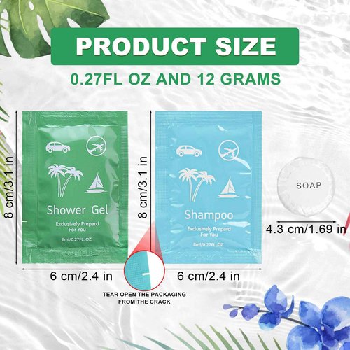 Travel Size Soap and Shampoo,Travel Size Body Wash and Shampoo Bulk 0.28fl Oz,Travel Size Shower Gel Set,Shampoo Bulk Travel Size ,Hotel Supplies Bulk Hygiene Kits for Homeless Hotel (Pack of 100)