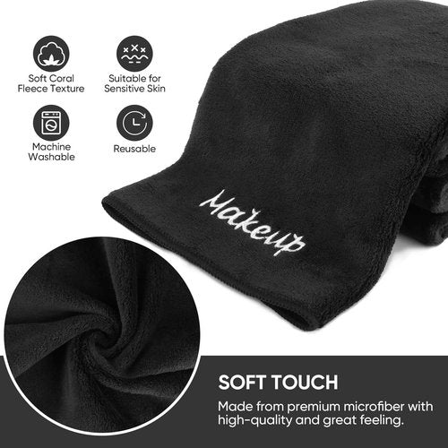 UNIMADE Makeup Remover Cloth, 48 Pack Black Facial Wash Cloths, Soft Coral Fleece Microfiber Towel for Face, Hand, and Bathroom(13" x 13")