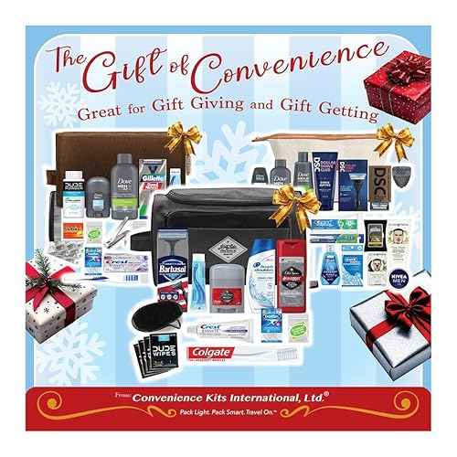Convenience Kits International Men's Deluxe, 9-Piece Kit with Travel Size TSA Compliant Essentials , Featuring: Old Spice Products in Reuseable Toiletry Bag