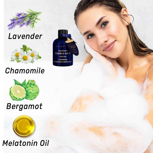 Deep Sleep Melatonin Bubble Bath - Long Lasting Foaming Bubbles - Moisturizing - Lavender Chamomile Bergamot - Relaxing Stress Relief - Calming Self Care Spa Gift for Birthday Christmas