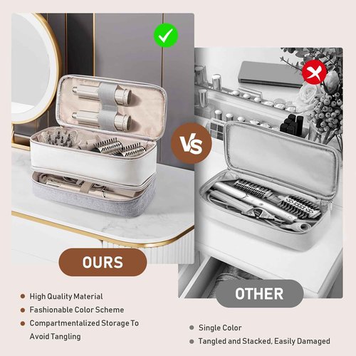 Ceuku Travel Carrying Case for Shark/Dyson Hair Dryer Double-Layer Travel Case for Dyson Airwrap Shark Flexstyle Attachment Portable Hair Accessories Tools Storage Bag for Revlon Hairdryer Styler