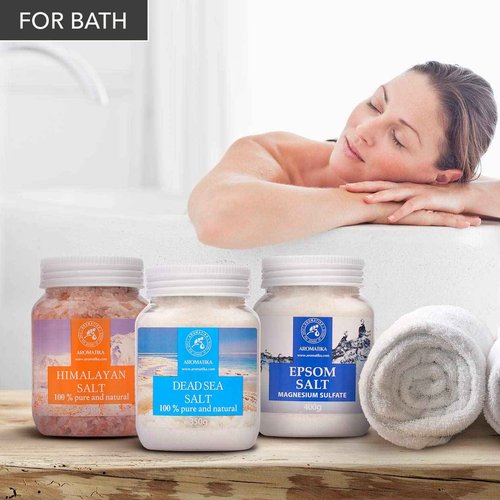 Bath Salts Set 42 Oz - Epsom Salt - Himalayan Pink Salt - Dead Sea Salt - 100% Pure & Natural - Best for Good Sleep - Beauty - Bathing - Body Care - Wellness - Relax - Aromatherapy - Spa