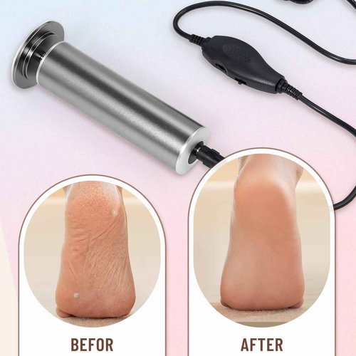 Dermawave Electric Foot File Callus Remover for Feet, Professional Foot Scrubber Sander Grinder for Dead Skin Cracked Heel, Pedicure Tool with 60 Sandpaper Discs for Men & Women