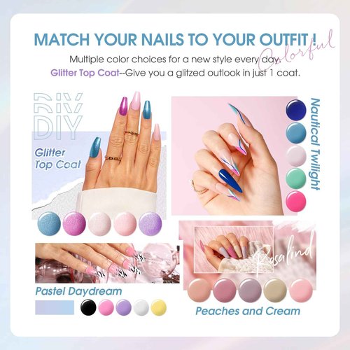 ROSALIND 42 Pcs Gel Nail Polish Set, 38 Colors All Seasons Nail Polish Set Colorful Begginer Kit with Base Coat & Glossy/Matte/Glitter Top Coat, Gel Nail Art Manicure Salon DIY Gifts