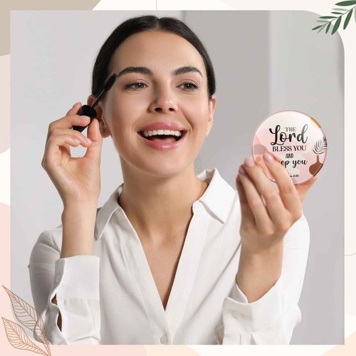 Geelin 48 Pcs Christian Compact Mirrors Gifts Bulk Boho Bible Verse Mirror for Women Portable Pocket Purse Makeup Mirror Inspirational Religious Group Gift for Christmas Sunday Church Party Favors