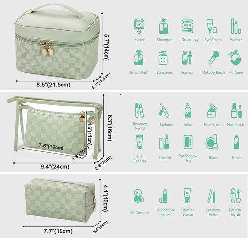 jiffordwind Makeup Bags set of 4 Waterproof Leather Portable Travel Cosmetic Bag Multifunction Organizer Storage for Makeup Brushes, Toiletries and Accessories Toiletry set for Women