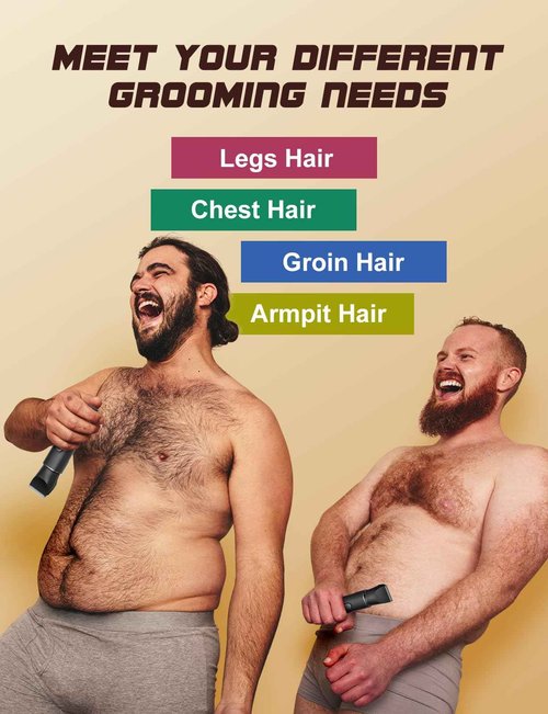 REYOLL Body Hair Trimmer for Men: Manscape Electric Razor, Versatile Hair Trimmer for Groin, Beard, Nose/Ear Hair, Waterproof & USB-C Rechargeable,Travel Lock,Christmas Gifts for Men