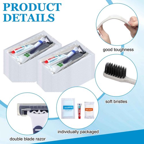 Suclain 48 Sets Hygiene Kits for Homeless in Bulk Homeless Basic Toiletry Kits Care Package Supplies Individually Packed for Men Women Travel Charity Hotel Business