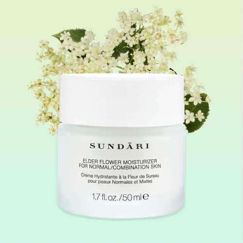 SUNDARI Elder Flower Moisturizer - 1.7 Fl Oz, Lightweight Hydrating Face Cream, Anti-Aging, Soothing, Refreshes and Nourishes, All Natural Ingredients