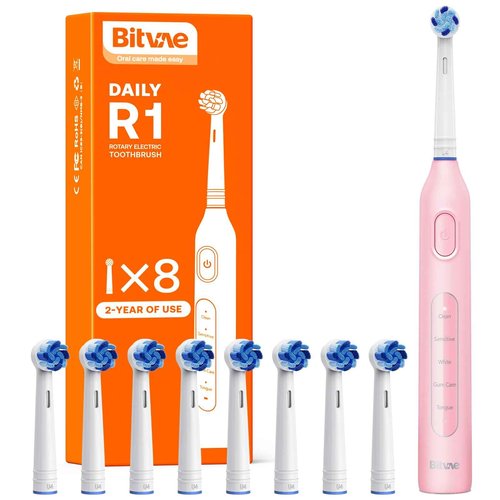 Bitvae Water Flosser and Electric Toothbrush for Adults and Kids Combo Bundle, Pink & Pink