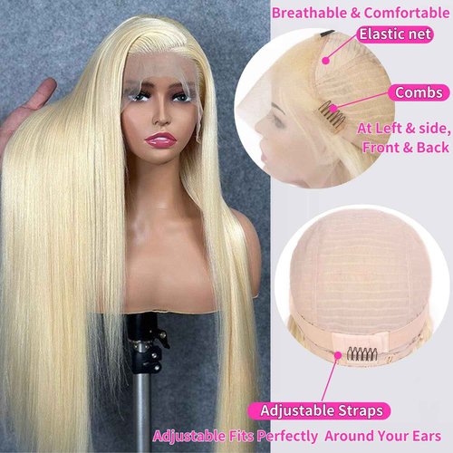 GZX 613 Lace Front Wig Human Hair 22 Inch 13x4 Straight HD Transparent Lace Frontal Wig Human Hair 180% Density Pre Plucked with Baby Hair