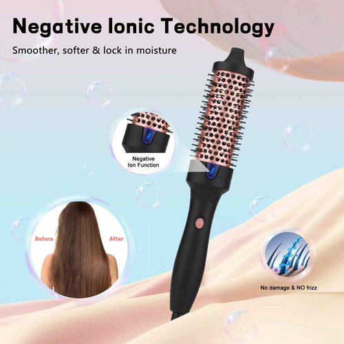 Beatslm Pro Heated Round Brush with Negative Ion Technology - Curling Iron, Hair Straightener, Fast Heating for All Hair Types (38MM)
