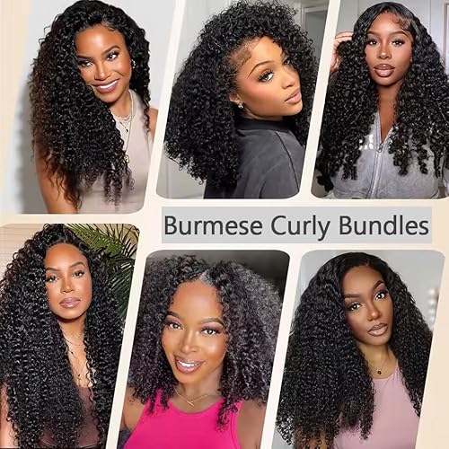 VIPbeauty 3C4A Burmese Curly Human Hair Bundles 24 Inch 1 Curly Bundles Unprocessed Burmese Raw Hair Extension Real Human Hair 16A Natural Color