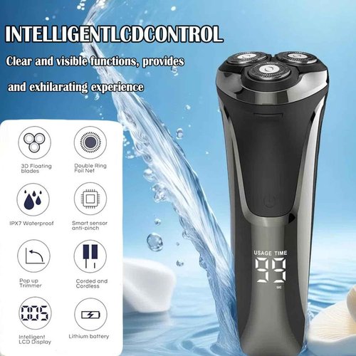 Snapbuy Electric Razor for Men,Snapbuy Electric Razor Pro of Father,4D Floating Head Rotary Shaver, Ipx7 Waterproof Cordless Shaver,with LED Display & Quiet Motor,Fast Charging (Black)