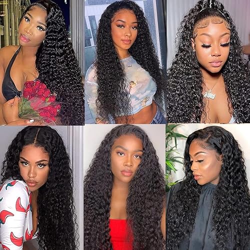 Deep Wave Lace Front Wigs Human Hair 180% Density Curly Wig 13x4 Lace Frontal Wet and Wavy Wigs for Black Women with Baby Hair and Special Designed Adjustable Straps 24 Inch