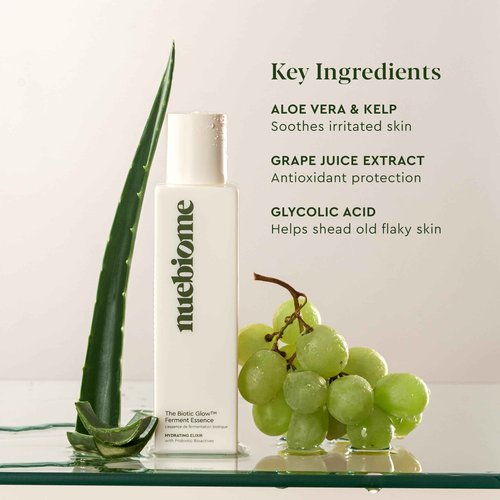 Nuebiome The Biotic Glow Ferment Essence, Alcohol-Free Face Essence, Gentle Exfoliant for Blackheads, Enlarged Pores, Wrinkles & Fine Lines; 128 mL