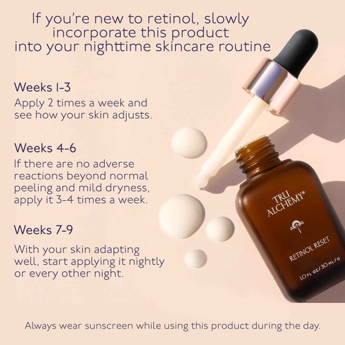 Tru Alchemy Retinol Reset Revitalizing Retinol Serum for face - Wrinkle Appearance Serum & Cream for Face w/Bakuchiol, Niacinamide for Overnight Renewal w/Long-Term Radiance - 1 fl oz