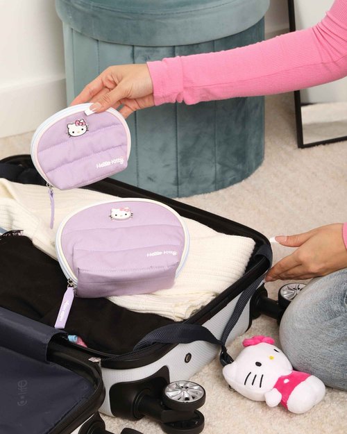 SALLY ROSE Sanrio Hello Kitty Makeup Bag Set Official License, Quilted Dome Cosmetic Travel Bags, Cute Make Up Bags