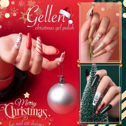 Gellen Gel Nail Polish Kit with U V Light Nail Dryer 72W, 12 Colors Christmas Gel Nail Kit, Professional Gel Nail Polish Starter Kit, Nail Art Decoarations Manicure Tools Set