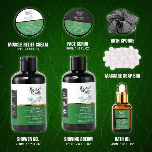 Eucalyptus Spearmint Spa Bath Set. Christmas Mint Bath Gift Basket for Men Women & Couples. Best Spa Basket for Men, Husband, Dad! (XL, Spearmint Eucalyptus)