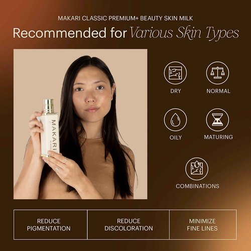 Makari Premium+ Body Brightening Beauty Milk (4.57 fl oz) | Anti-Aging Body Lotion | Softens and Smoothens Skin | Helps Diminish Discolorations and Dark Marks | Enhances Luminosity and Vibrance