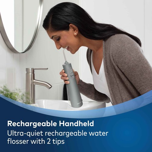 Waterpik Cordless Pulse Rechargeable Portable Water Flosser for Teeth, Gums & Fresh Mint Whitening Refill Tablets (30 Count) – for Use with Waterpik Boost Tip