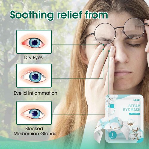 AROIC 60 Pack Steam Eye Masks Disposable for Dry Eyes, Heated Eye Mask Warm Compress for Eyes, Relaxation Gifts, Travel Essentials - Lavender, Unscented, Chamomile, Rose