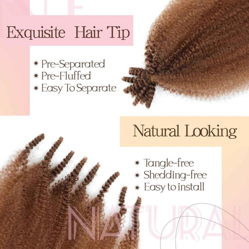 Spring Afro Twist Hair, 20 Inch Springy Marley Twist Braiding Hair Pre-Separated 6 Packs Spring Twist Afro Kinkys Bulk Hair for Soft Locs Crochet Hair Extensions for Black Women (30#, 20inch)