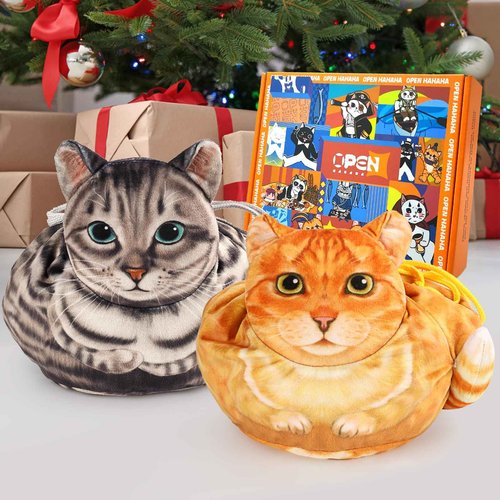 Openhaha Drawstring Travel Organizer, Cosmetic Pouch - Cat Gift for Women, Lay Flat Makeup Bag Gifts for Cat Lovers (2-Pack)