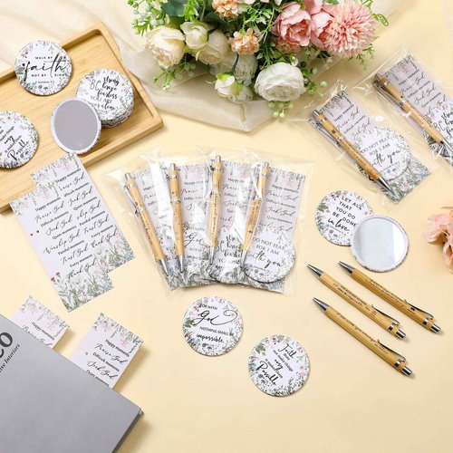 Dinifee 30 Sets Christmas Christian Gifts Bulk for Women Bible Verse Mini Compact Mirrors Makeup Mirrors Inspirational Religious Gifts for Church Ladies Pastor's Wife Sunday School