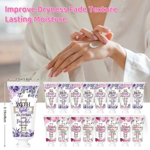 50 Pcs Christian Hand Cream Gifts Christian Gifts for Women Breast Cancer Awareness Favors Bible Verse Hand Lotion Scripture Travel Hand Lotion Prayers Religious Gifts for Women Christmas