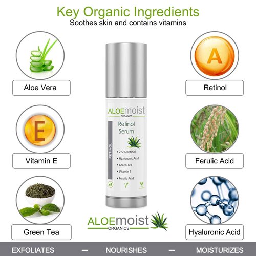 AloeMoist Anti Aging Retinol Cream and 2.5% Retinol Serum for Face