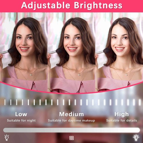 ROLOVE 22x17 Inch Lighted Vanity Mirror with Dimmable LED Lights - 3 Color Modes, Smart Touch Control & 360° Rotating Base - Desk Makeup Mirror (White)
