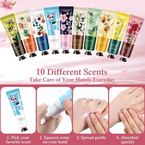 Dansib 120 Pack Hand Cream Gifts Set for Women Mothers Day Gifts for Mom Mini Lotion Bulk for Dry Cracked Hands, Mini Hand Lotion for Nurse Gifts,bridesmaid Gifts,teacher Appreciation Gifts,10 Styles