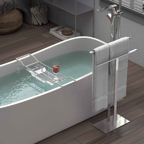 Gatco 1418C Modern Bathtub Caddy, Chrome, 28-37 Inch