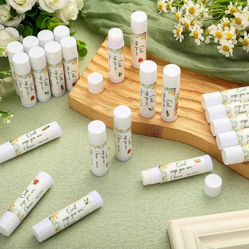 Siifert 50 Pcs Christian Lip Balm Bulk Scripture Bible Verses Lip Balm Christian Gifts for Women Faith Religious Church Party Favor Inspirational Gift for Coworker Staff Employee(Fresh)