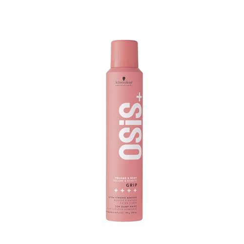 OSiS+ Grip Extreme Hold Mousse ? Extra Strong Control and Volume with Lasting Definition and Natural Shine ? Volumizing, Vegan Formula with Heat Protection, 7 oz