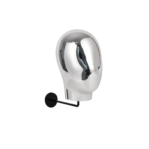 Silver Wall Mounted Mannequin Head for Wig and Hat Display