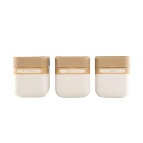 Leakproof Travel Toiletry Bottles Set | Stackable TSA Approved Reusable Containers | 3 Sizes 3oz, 2oz, 1oz | Travel Size Bottles for Shampoo, Lotion, Toiletries (3 Medium (2oz))